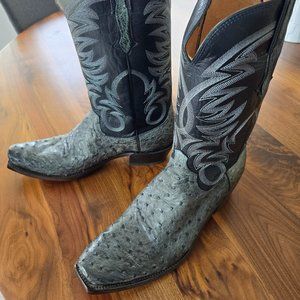 NEW Lucchese Men's Ostrich Boots - Anthracite Grey - Size 11.5